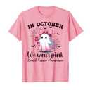 Halloween In October We Wear Pink Breast Cancer Awareness T-Shirt L