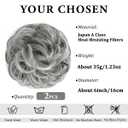 SARLA 2PCS Messy Hair Bun Hair Pieces Wavy Curly Synthetic Updo Fake Scrunchies Pony Tail for Women Dark Grey
