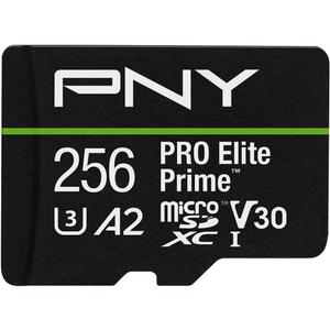 PNY 256GB PRO Elite Prime C10 U3 V30 A2 microSDXC Flash Memory Card  Ultra-Fast Speeds, Read 200MB/s, Write 150MB/s, 4K UHD, Full HD, UHS-I, for Smartphones, Drones, Action Cameras