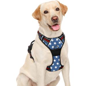BARKBAY No Pull Dog Harness Large Step in Reflective Dog Harness with Front Clip and Easy Control Handle for Walking Training Running(Star,L)