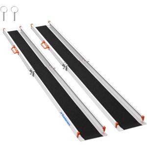 Ruedamann 8FT x 8.3" Adjustable Wheelchair Ramp with Handle, Telescoping Portable Wheelchair Ramp for Home Steps, 600lbs Capacity, Non-Skid Lightweight Scooter Ramp for Van, MPV, Caravan, 2Pcs