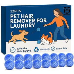 12 CT Pet Hair Remover for Laundry, Dog & Cat Hair Remover for Laundry, Laundry Pet Hair Catcher, Lint Catcher for Washing Machine, Reusable, Fabric Safe,Easy to Use (Dark Blue)