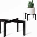 IZIDDO Plant Stand Indoor Outdoor,Metal Mid-Century Pot Stand,Modern Plant Holder Rattan Flower Plant Stool,Low Short Plant Stands for Indoor Fit 5-12 Inch Pot,Black(Pot & Plant Not Included)