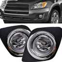 labwork Fog Lights Driving Lamps Replacement for RAV4 2009-2012 Clear Bumper Fog Light Assembly W/Bulb Harness Switch