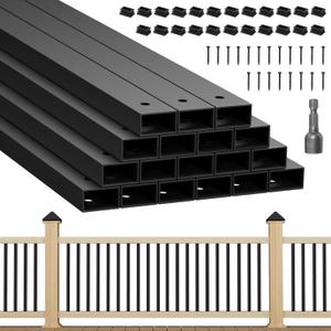 20 Pack 32 Inch Deck Balusters with End Caps & Stainless Screws for Deck Railing, Rust Resistant Matte Stainless Steel Black Balusters Ideal for Staircases, Terrace, Garden & Balconies