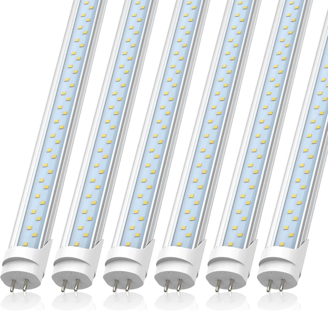 JESLED T8 LED 4FT Type A+B Light Bulbs, 24W(65W Equivalent), 3200LM, 6000K, Plug and Play or Ballast Bypass, 4 Foot LED Fluorescent Tube Replacement, ETL Listed, Single or Double End Powered 6 Pack
