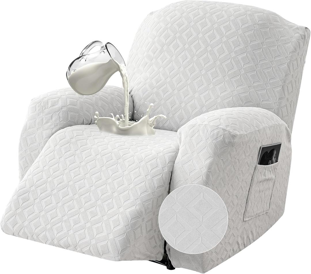 Waterproof Recliner Chair Cover, XL-1 Seat Couch Cover, Ivory White, Size: 28-40in (XL-1 Seat）
