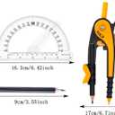 4 x Unjoo Compass and Protractor Set, 6 Inch Protractor with Swing Arm (Orange)