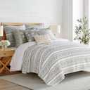 Levtex Home Adare Sage Reversible King/Cal King Quilt Set (106x92in) with 2 Pillow Shams (36x20in) - Floral Bedding - Sage White - Cotton King Size Quilt Bedding Set - Lightweight, Soft, Pre-Washed