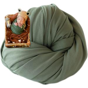 Newborn Photography Props Swaddle Newborn Wraps for Baby Boys Girls Infant Baby Photo Props Shoot Stretch Blanket (Mogantigreen)