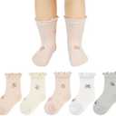 American Trends Baby Girls Toddler Anti Slip Non Socks Cotton Crew Socks, 6-12 Months