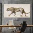 YETHEN WAL Minimalist Leopard Wall Art Neutral Jungle Animal Canvas Prints Contemporary Home Decor for Living Room Bedroom Office Decor 24x48 Inch