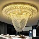 30" Gold Crystal LED Flush Mount Chandelier with Remote/APP