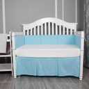 Belsden Blue Crib Skirt with Durable Woven Platform, Both Long Sides Pleated, Split Corners Dust Ruffle for Easy Placement Inside of Standard Crib Bed, 14 Inches (36cm) Length Drop, Blue