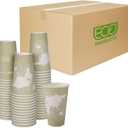 ECO PRODUCTS Compostable Disposable World Art 16oz Large Coffee Cups, Case of 1000, Renewable Hot Paper Cup, Plant Based PLA Lining, Color Coded