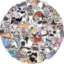 Funny Cartoon Cat Stickers, 50PCS Cute Cats Sticker for Laptop Scrapbook, Water Bottles, Guitar, Suitcase Phone, Snowboard, Cat Sticker Waterproof Vinyl for Water Bottle (Black)
