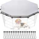 Dog Playpen Cover,Fits 24" Wide 8 Panels Regular Octagon Metal Exercise Pet Pen for Pets Provide Rain Proof Shade and Security for Outdoor and Indoor (Only Cover,Playpen Not Included)