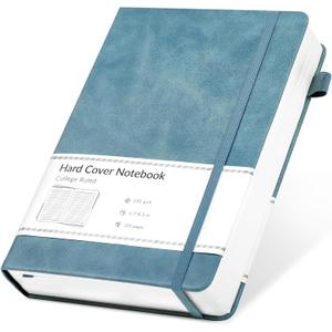 CAGIE Lined Journal Notebook, 320 Pages College Ruled Notebook, 100 Gsm Paper Thick Journal, A5 Hardcover Leather Journals for Writing Women Men, 5.7x8.3 In, Blue