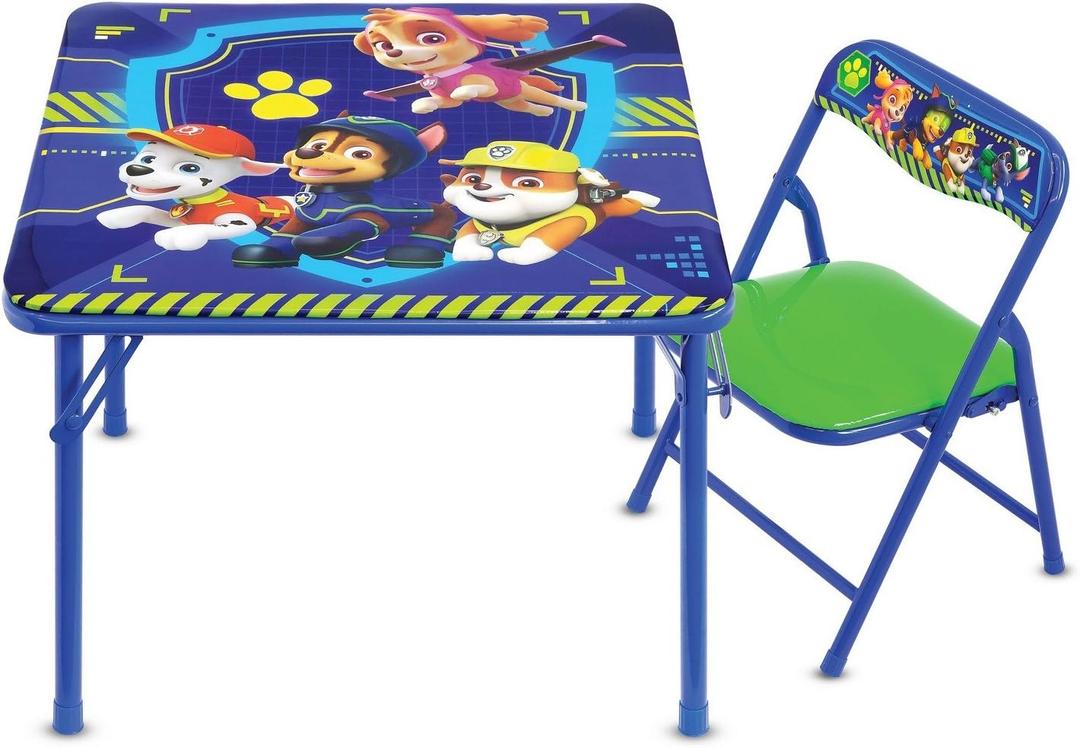 Paw Patrol Table & Chair Set for Toddlers 24-48M, Includes 1 Table & 1 Chair - Sturdy Metal Construction, Table: 20" L x 20" W x 16.4" H, Chair: 12" L x 11.6" W x 17.7" H - Weight Limit: 70 lbs