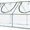 Aoodor 9 x 3 x 3 ft Mini Greenhouse with 3 Zipper Doors, Water-Resistant, UV-Protected for Flowers, Vegetables, and Herbs, Transparent