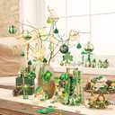 Valery Madelyn 50ct St Patricks Day Tree Decorations Shamrock Ornament Set, Irish Hanging Ball Ornament for Small Tree, Good Luck Clover Green Ornaments for St Patty's Day