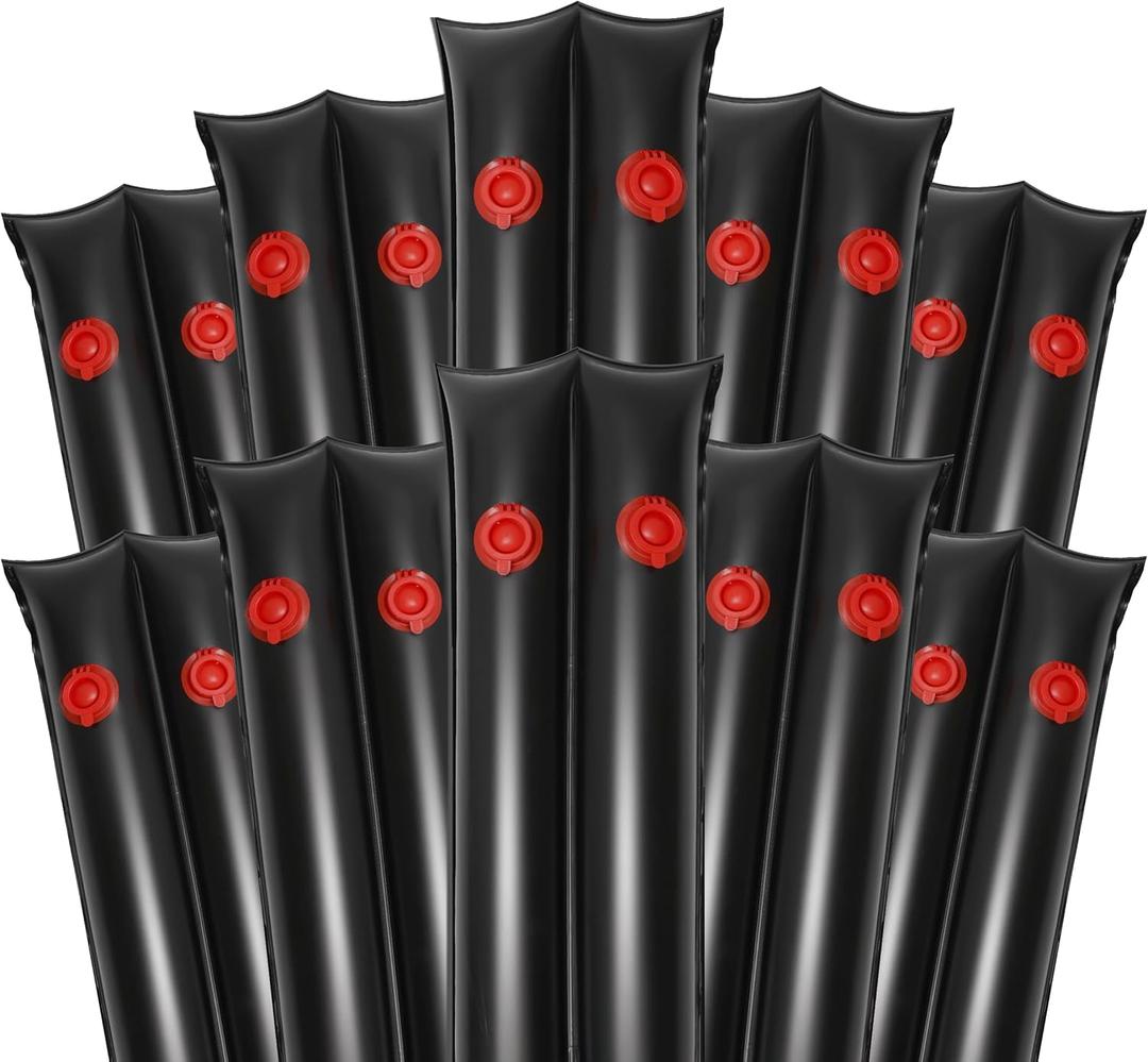8Ft Pool Water Bags,10 Packs 0.4mm Double Chamber Water Tubes for Inground Pool Cover Heavty Duty Pool Cover Weights for Winter Pool Cover Closing (Black)