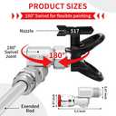 Spray Freely-8 Piece Set of Extension Pole Rod,Airless Paint Sprayer Gun Tip Extension Pole,with Swivel Joint Reversible Spray Tips and Tip Guard Protector (8in 12in 20in 30in 40in)
