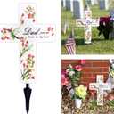 Solar Cross Light Cemetery Dad Cross Grave LED Light Outdoor Garden Memorial Lamp Stake Marker Sympathy Gifts Sign for Loss of Loved One