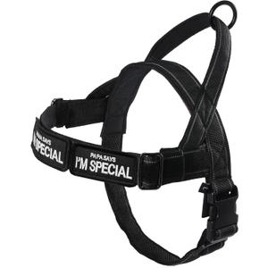 No Pull Dog Harness, Black Dog Harness with 3 Adjustable Buckles for Small, Medlium, Large Dogs, L (L-Chest size 25-31'')