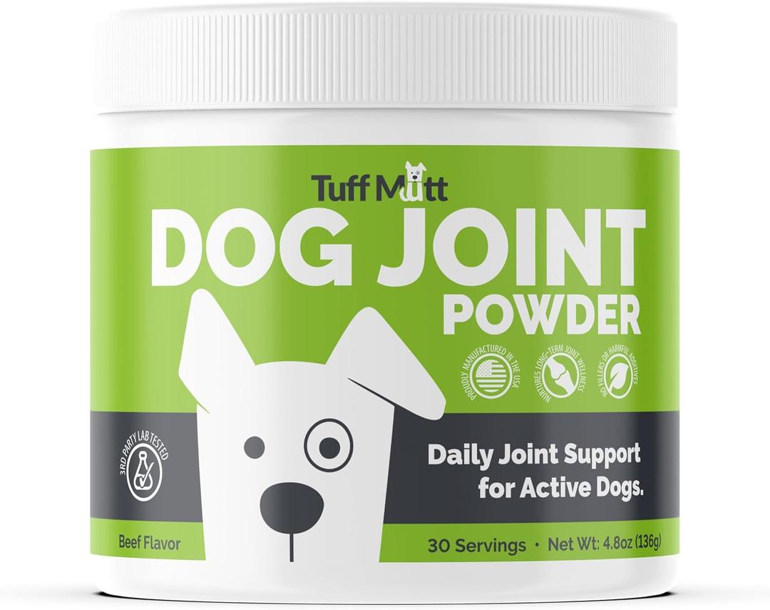 Dog Joint Support Powder, Beef Flavor Hip & Joint Supplement with Glucosamine for Mobility and Inflammation, 3rd-Party Tested Vitamins & Supplements