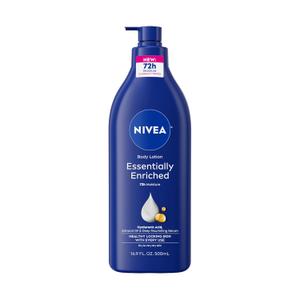NIVEA Essentially Enriched Body Lotion for Very Dry Skin with Hyaluronic Acid, Almond Oil and Deep Nourishing Serum, 72-Hour Body Moisturizer, 16.9 Fl Oz Pump Bottle