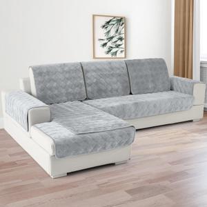 Deep Dream Couch Cover, Couch Arm Cover & Backrest Cover, Sectional Couch Covers, Anti-Slip Armrest Covers for Dogs Cats Recliner Loveseat Sofa L Shaped, 36 x 36 Inch -Light Gray(Only 1 Piece)