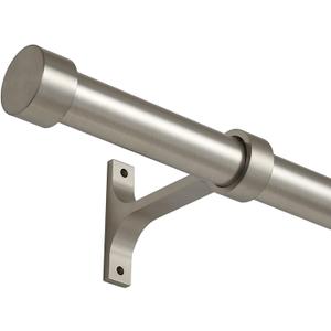 Matte Black Curtain Rods for Windows, 1-Inch Adjustable Drapery Rods with Aluminum End Cap and Brackets (Brushed Nickel, 48-86")