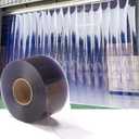 Plastic Strip Door Curtain Clear Flat PVC Curtain Bulk Roll, for Separating AC Spaces & Entry to Workshop, Barn, Warehouse, Shed & Garage (40 Ft * 7 in * 0.06 in Flat)