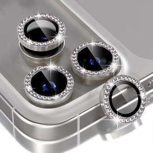 Choiche Compatible for iPhone 17 Pro/iPhone 17 Pro Max Camera Lens Protector Bling, 9H Tempered Glass Camera Cover Screen Protector Metal Ring Decoration Accessories (Diamond-Titanium Natural)