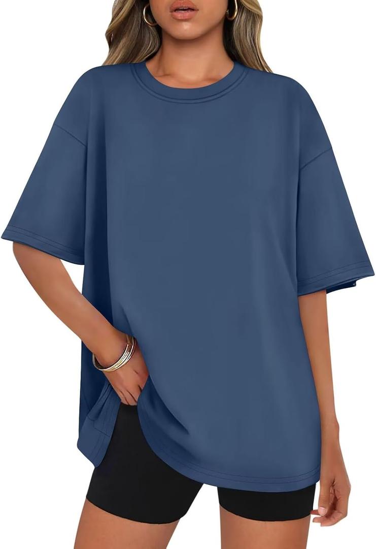 Womens Oversized T Shirts Cotton Loose Fit Short Sleeve Tee Crewneck Workout Summer Tops Fashion Clothes 2025 (M)