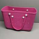 X-Large Waterproof Sandproof Rubber Beach Tote Bag with Zipper Pocket and Phone Kickstand Cup
