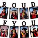 Flet Graduation Photo Banner For Party Decorations, Black Proud Of You Banners, Graduation Picture Banners, Congrats Of 2025 Banner For Middle High School College Party Supplies