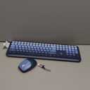 HotFox Wireless Keyboard and Mouse Combo, Full-Size Retro Typewriter Keyboard with Round Keycaps, Ergonomic Design for Windows PC, Home and Office Use -Blue