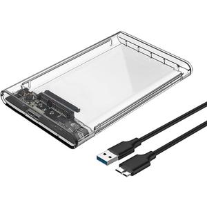 2.5 Inch External Hard Drive Enclosure, SATA to USB 3.1 Tool-Free Clear for 2.5 Inch SSD & HDD 9.5mm 7mm External Hard Drive Case SSD Max 2TB Supports UASP SATA