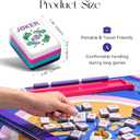 American Mahjong Tile Set 160 Acrylic Tiles with 4 All-in-One Mahjong Tile Racks & Pushers, 12 Zodiac Designs, 4-Layer Colors, 100 Chips, 3 Golden Dice, Vintage Leather Portable Case