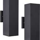 Cerdeco 2 Pack Aluminum Modern Outdoor Wall Light, 13" Exterior Up Down Light Fixtures,Black Front Door Wall Lighting with E26 Sockets [ETL Listed]