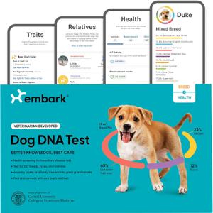 Embark Breed & Health Kit - Dog DNA Testing Kit - Discover Breed, Ancestry, Relative Finder, Genetic Health, Traits, Allergy Risk Scores (1 Count (Pack of 1))