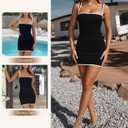 Women's Summer Sexy Square Neck Sleeveless Casual Short Dress Bodycon Party Club Mini Dresses (Black, S)