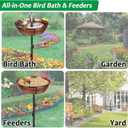 Metal Bird Bath for Outdoor - Garden Bird Bath with Removable Bowl Heavy-Duty Base, Winter Birdbath Feeder Rust-Proof Birdbaths for Garden Yard Lawn Decor, Easy to Install(Bronze)