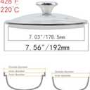 Tsnamay 7 Inch Clear Glass Pot Lid for Frying Pan Replacement Cover Can Withstand 428°F (220℃) with Stainless Steel Knobs,Round Knobs Polished Silver