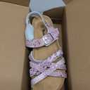 Torotto Girls Sandals with Cork Footbed Adjustable Buckle Casual Slides Sandals Open Toes Flat for Kids Toddler (3 Big Kid, Pink)