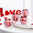 Valentine's Day Gift 4PCS - Romantic Glass Tealight Votive Holders, Sweet Wedding Housewarming Gift for Couples, Anniversary & Engagement Party Decor