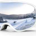 Ski Goggles Snowboard Goggles for Men Women Adults Youth,Over Glasses OTG/100% UV Protection/Anti-fog/Wide Vision (A15-white/Silver)