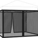 10x10 ft Mosquito Netting for Pop Up Canopy, Universal Bug Screen Tent Enclosure, Outdoor Canopy Mesh Net with Zipper Doors for Camping, Patio, Backyard (Netting OnlyBlack)